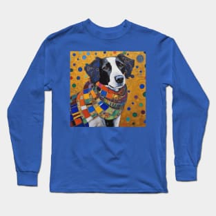 Gustav Klimt Style Dog with Colorful Scarf Long Sleeve T-Shirt